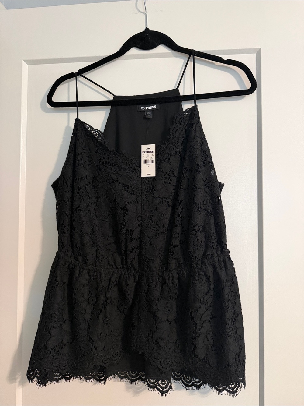Express Black Lace Peplum Cami